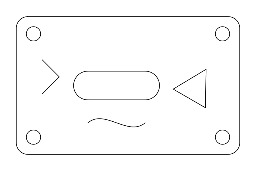 The DXF outlines of the mounting plate drawn in black on white